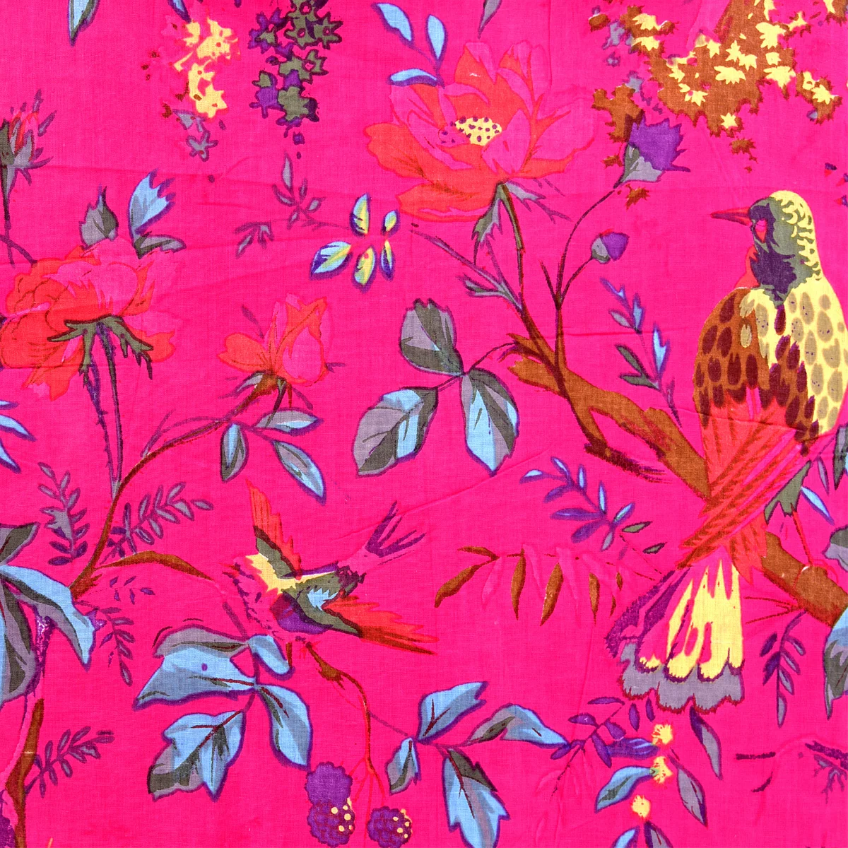 Rose Pink Floral Hand block Printed Cotton Kurti Pant Set – Fabru