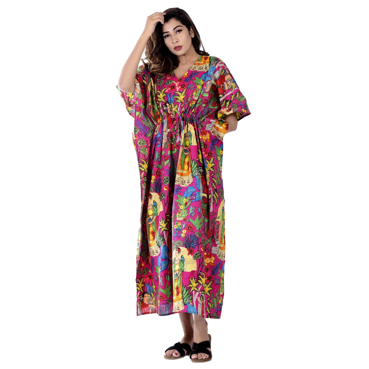 Abstract Printed Long Kaftan Casual Summer Evening Gown Maxi Dress