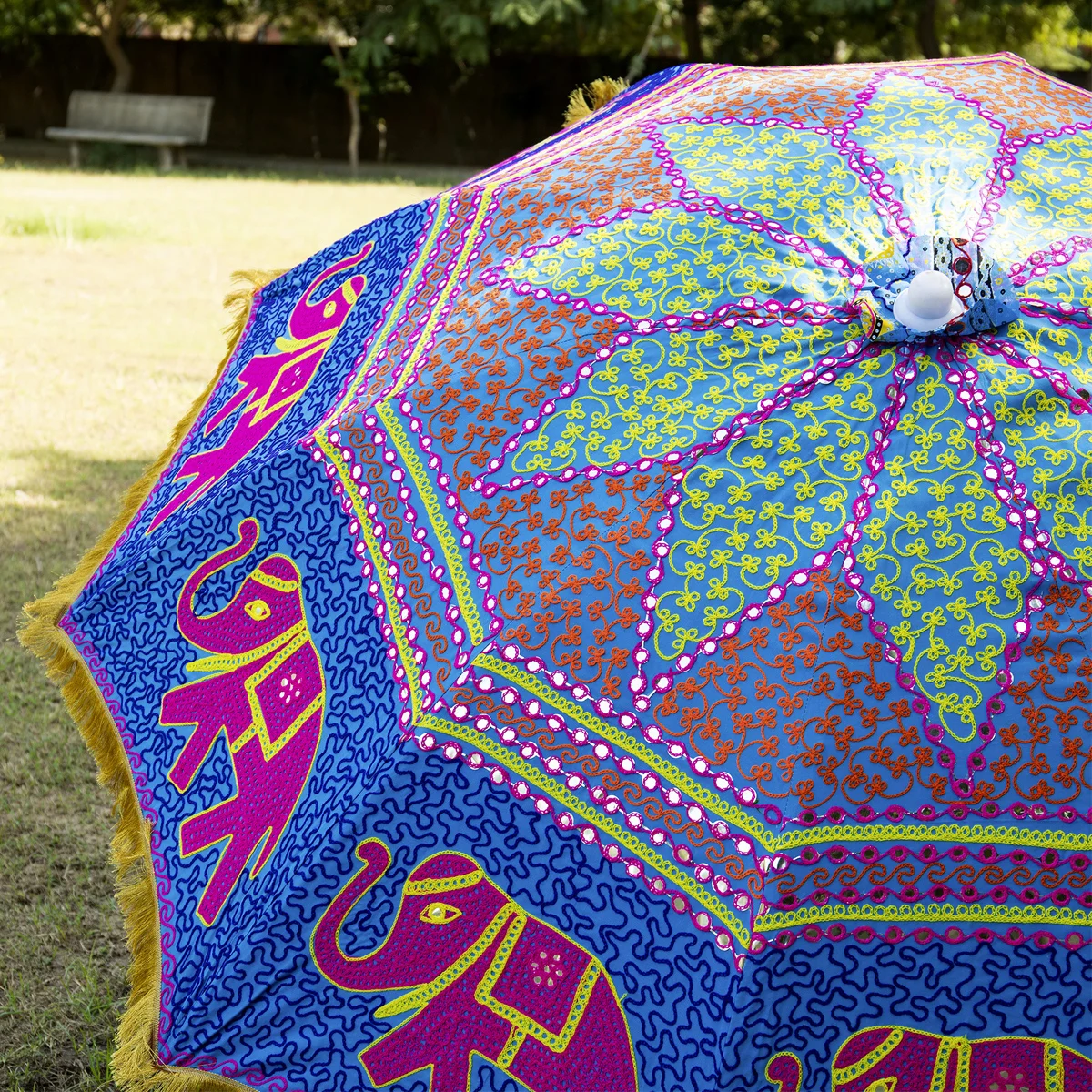 Garden Indian Parasol Umbrella Outdoor Patios Ombre Mandala Priint  Rajasthani