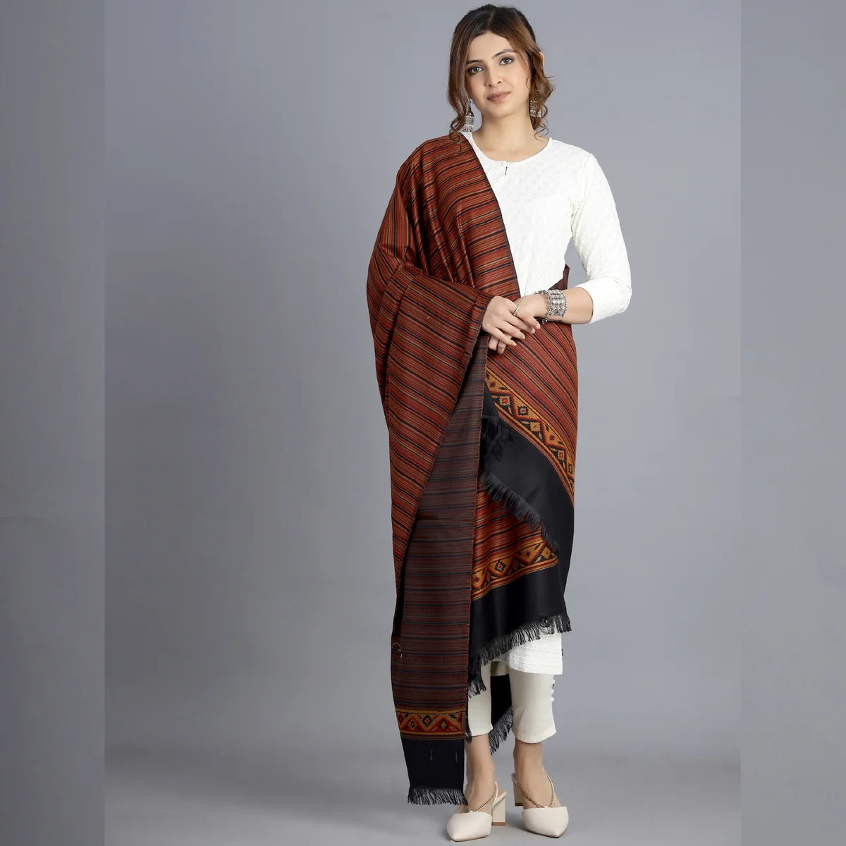 Pashtush womens Pashmina shawl, Kalamkari design, Multicolour – Pashtush  Global